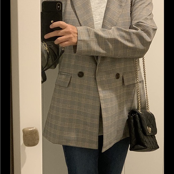 Brown Oversized Plaid Blazer - Picture 6 of 6